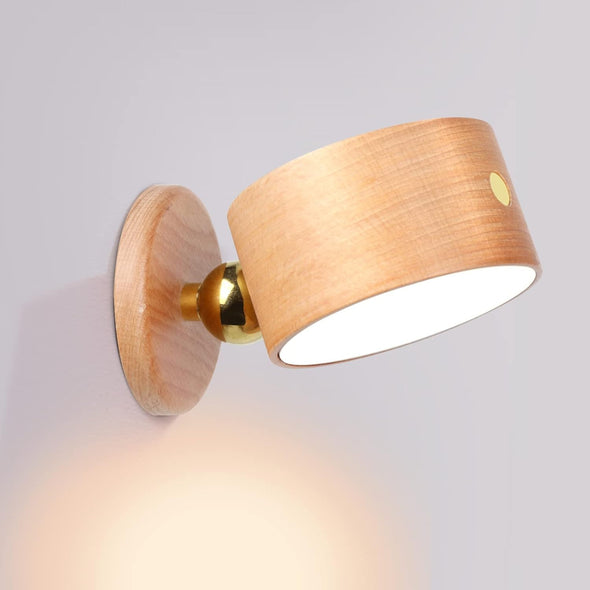 LAMPARA GIRATORIA DE MADERA PARA PARED